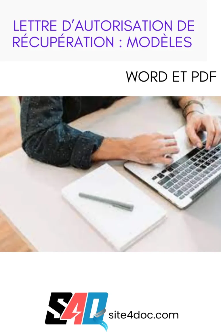 Lettre d'Attestation d'Autorisation de Récupération de Document (Word et PDF)