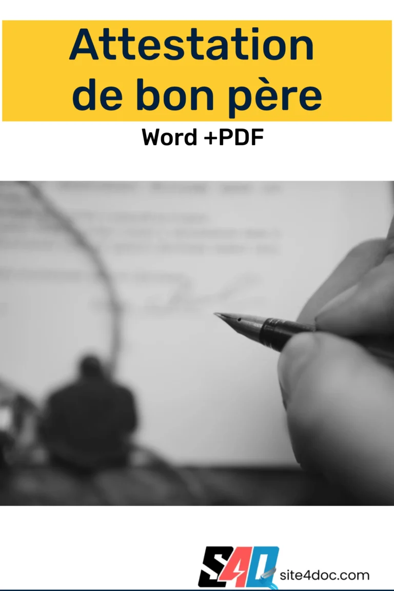 Telecharger attestation de bon pere Word et PDF