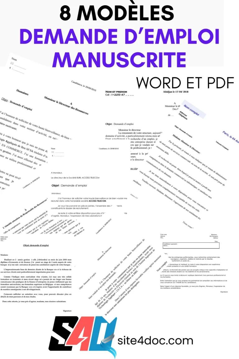 Exemples de lettres de demande d'emploi manuscrite