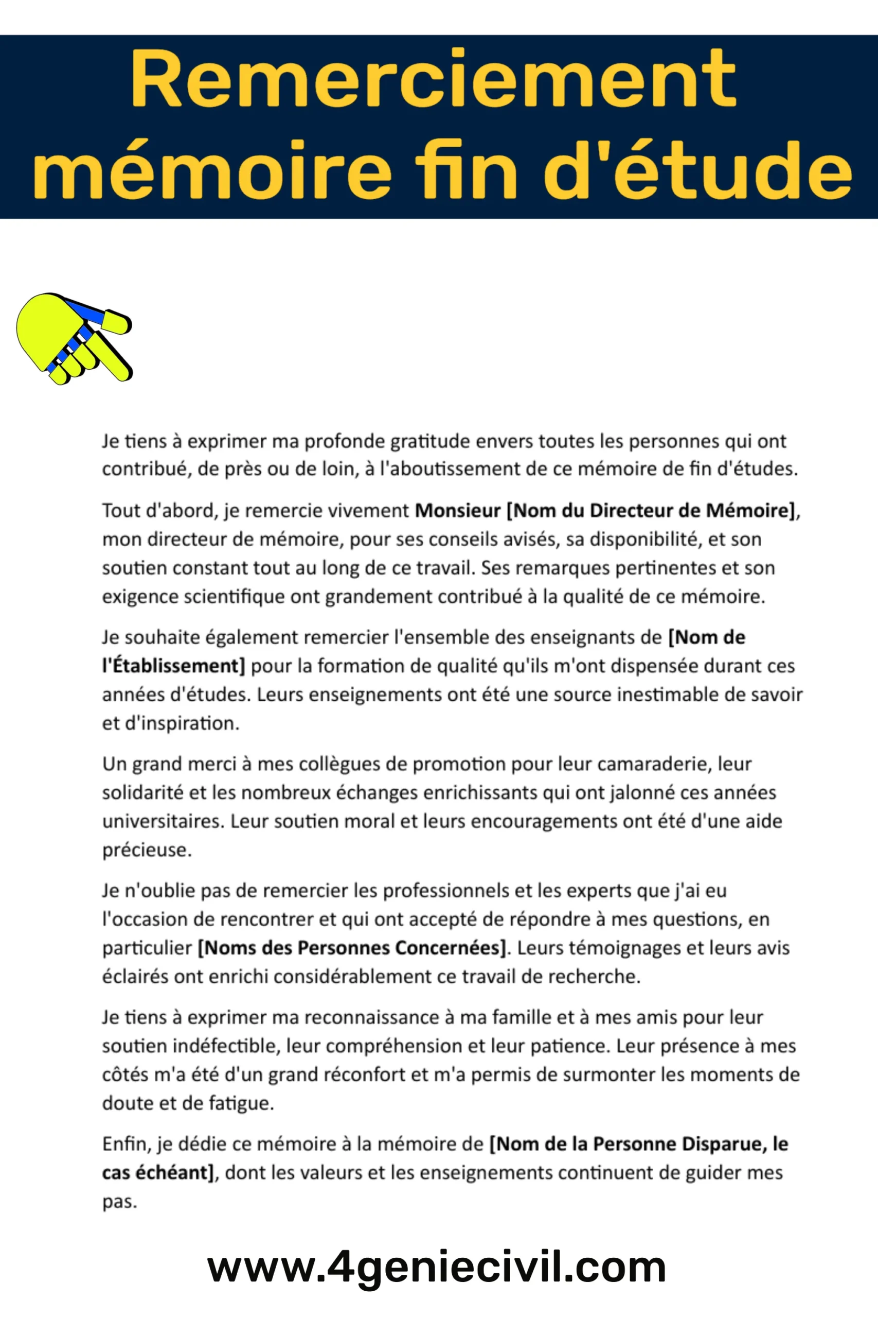 Image de la page de remerciements d'un mémoire de fin d'études en format PDF, exprimant la gratitude envers les contributeurs au projet.