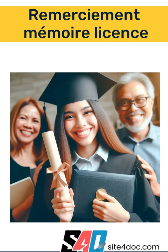 Illustration d'une note de remerciement dans un mémoire universitaire, exprimant la gratitude envers les mentors et les soutiens.