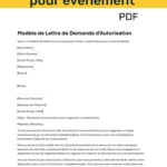 Lettre de demande d'autorisation pour organiser un évènement, en format PDF.