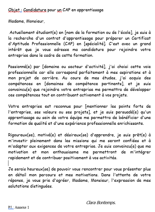 Image illustrant le corps d'une lettre avec des conseils sur la rédaction, la présentation et la mise en page.