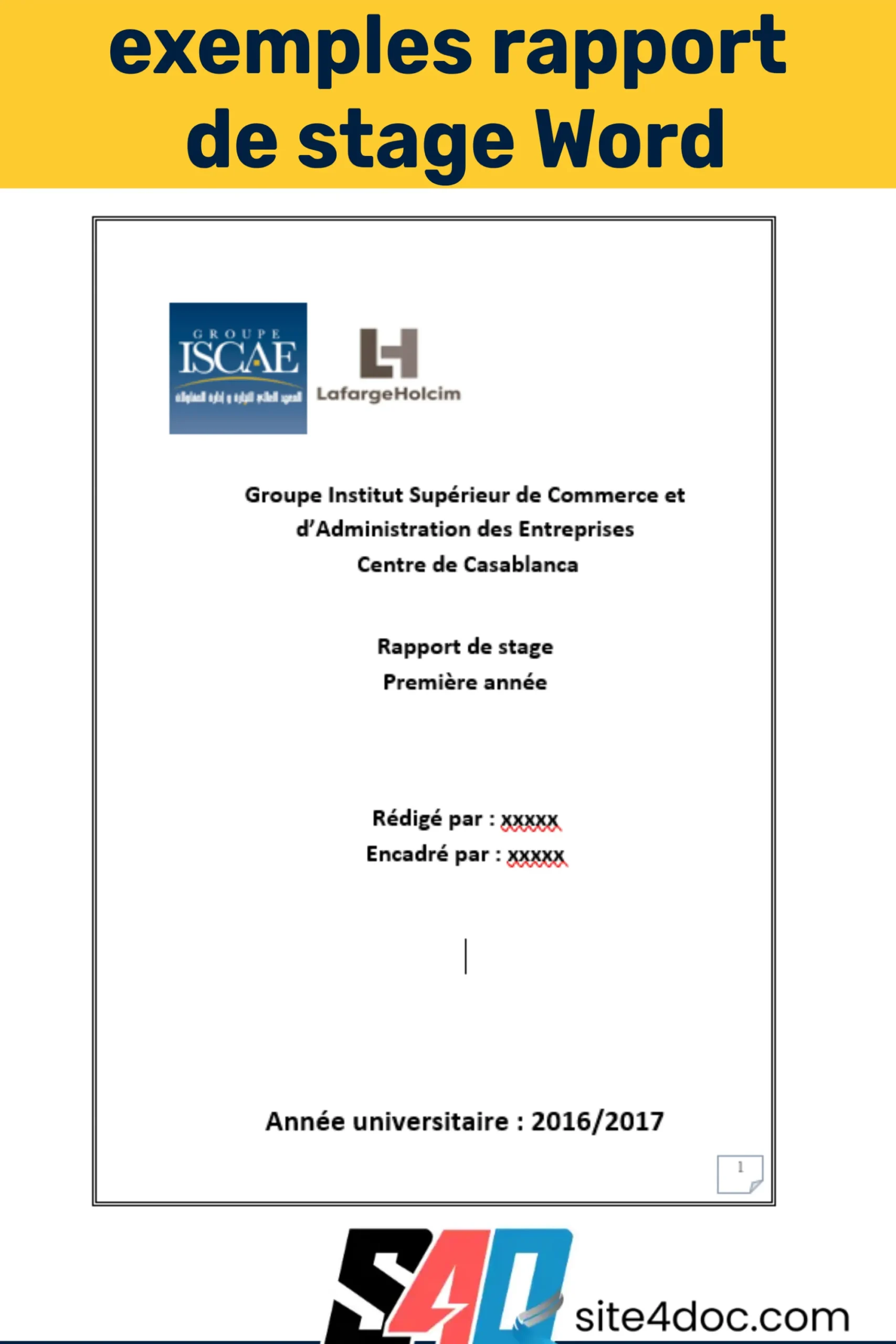 Exemple De Rapport De Stage Gratuit En Word Site4doc