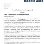 Exemple de lettre de motivation pour un stage d’aide soignante avec modèle Word