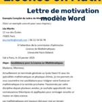 Exemple de lettre de motivation Parcoursup pour une licence en mathématiques, modèle Word, à télécharger, parfait pour débuter une candidature convaincante.