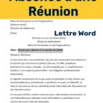 Exemple de modèle de lettre d’excuse pour absence à une réunion, avec un document Word prêt à télécharger.