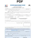 Illustration d’un formulaire de déclaration d’achat de véhicule avec un crayon, prêt à être rempli en format PDF.