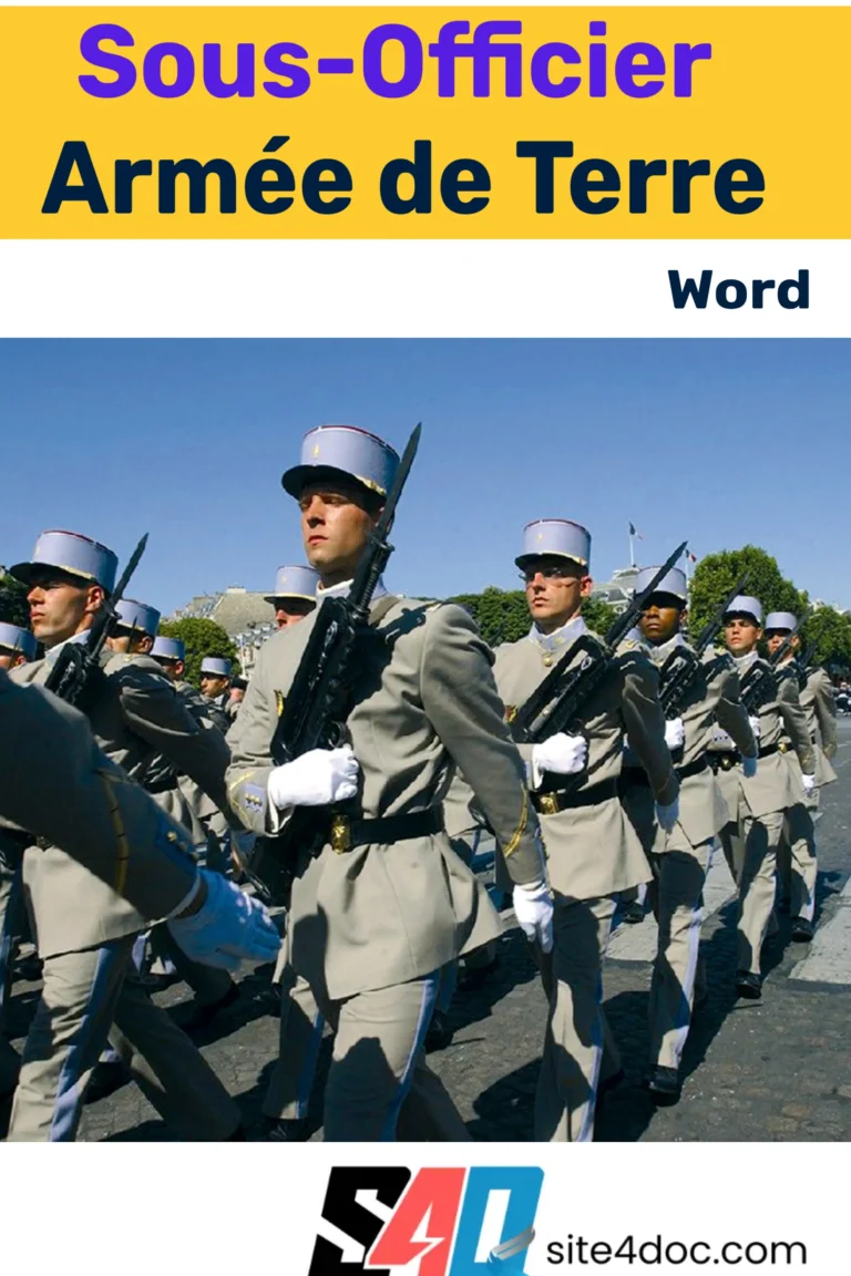 Modèle de lettre de motivation pour sous-officier dans l'armée de terre, affiché sur un ordinateur avec un document Word prêt à être personnalisé.