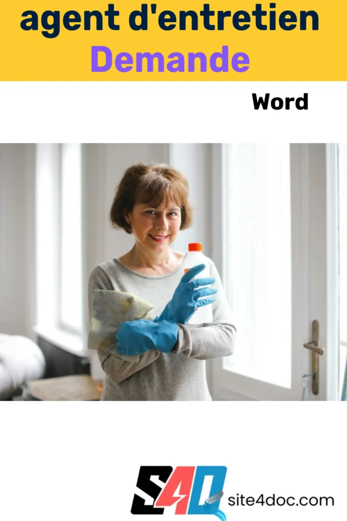 Exemple de lettre de motivation pour agent d'entretien dans un document Word