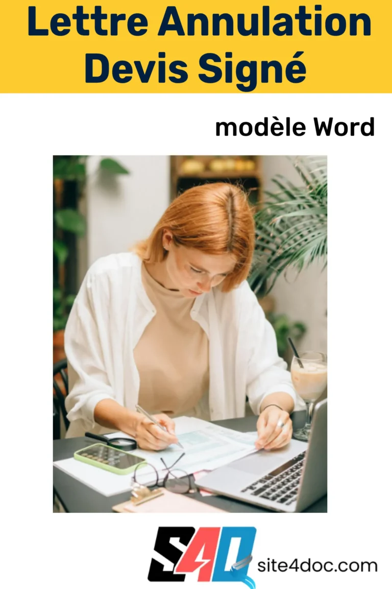 Modèle Word de lettre d’annulation de devis signé, téléchargeable gratuitement