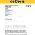 Exemple de lettre d'accompagnement de devis en format Word, affichant un document professionnel prêt à être téléchargé pour accompagner une proposition commerciale.