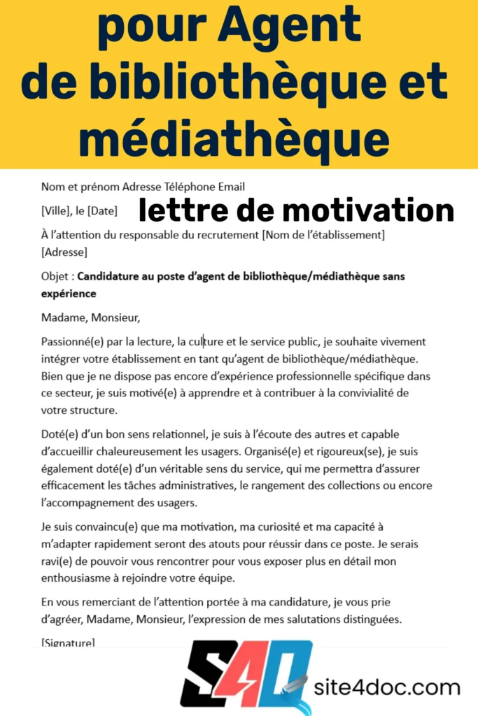 Jeune candidat rédigeant une lettre de motivation pour un poste d’agent de bibliothèque ou médiathèque sans expérience, illustrant la volonté d’apprendre et de servir le public.