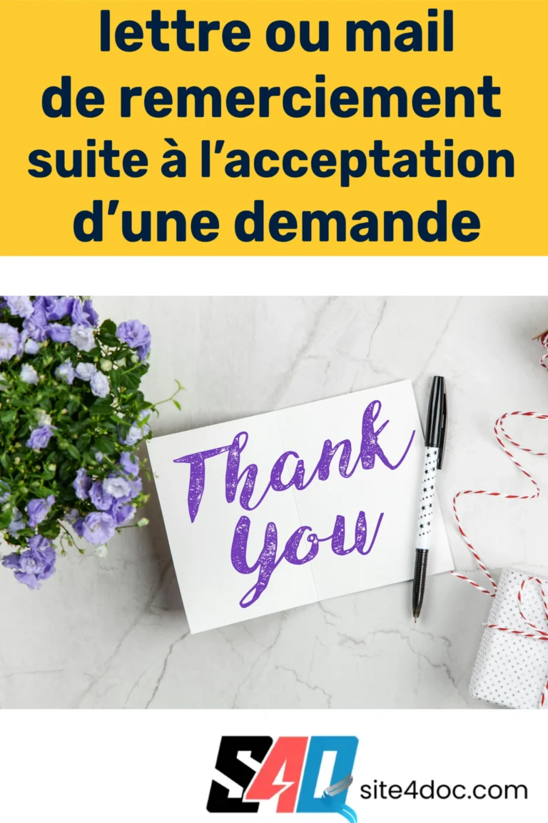 Exemple de lettre ou mail de remerciement écrit pour remercier après l’acceptation d’une demande.