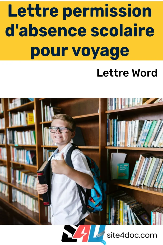 Lettre de demande de permission d'absence scolaire.