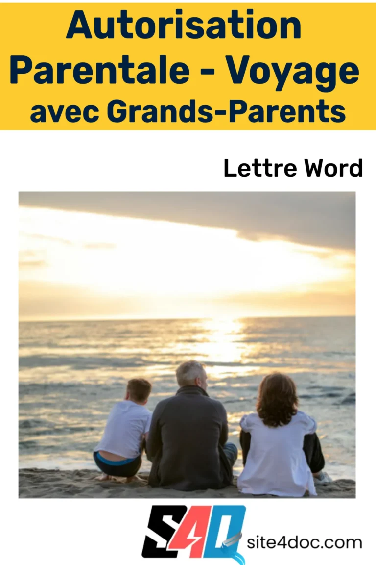 Modèle de lettre d'autorisation parentale pour un voyage.