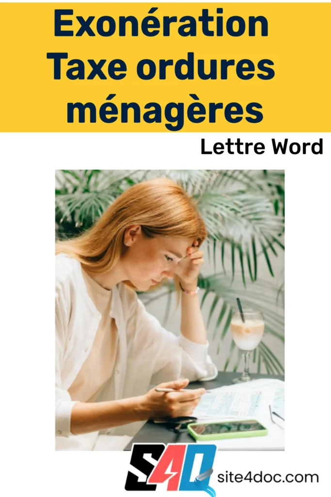 Modèle de lettre type pour une demande d'exonération ou de remboursement de la Taxe Ordures Ménagères (TEOM) sous Microsoft Word