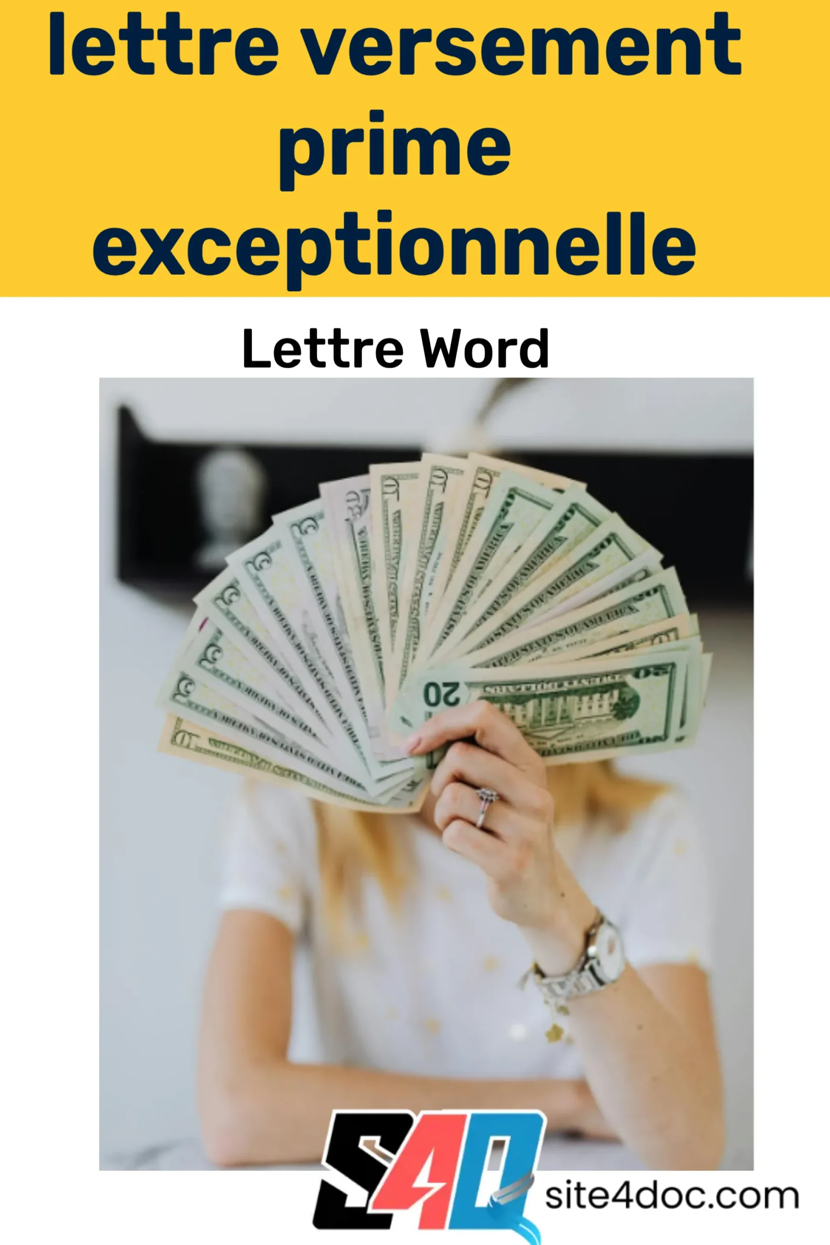 Exemple de lettre Word annonçant le versement d’une prime exceptionnelle à un salarié, avec mise en page professionnelle.