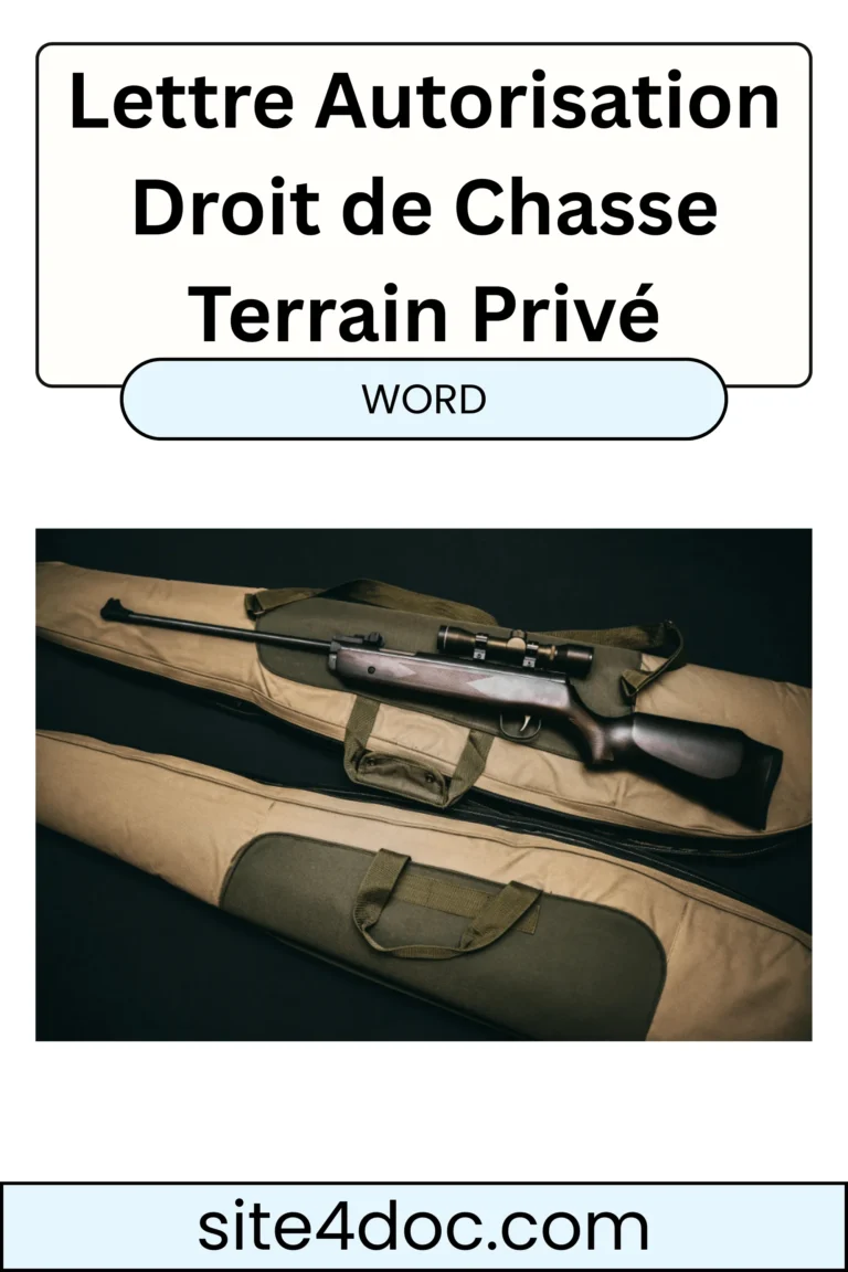 Modèle de lettre autorisation droit de chasse sur terrain privé avec formulaire téléchargeable en Word.
