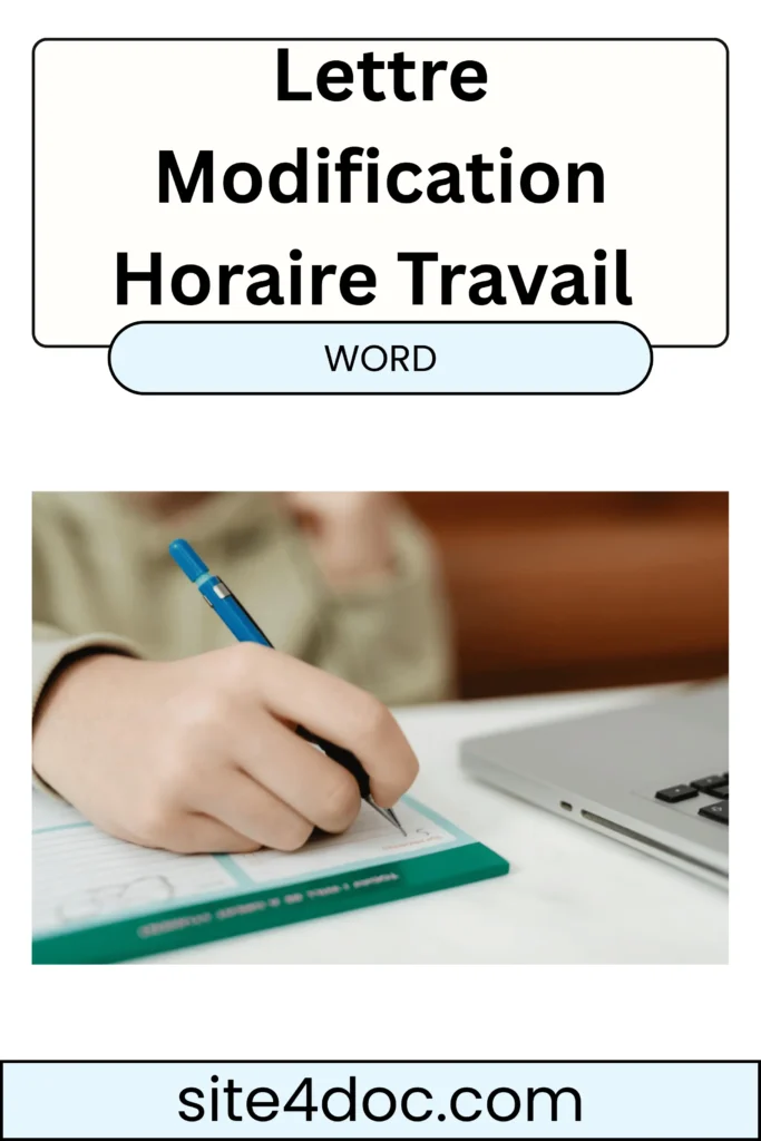 Document modèle lettre modification horaire travail par employeur.