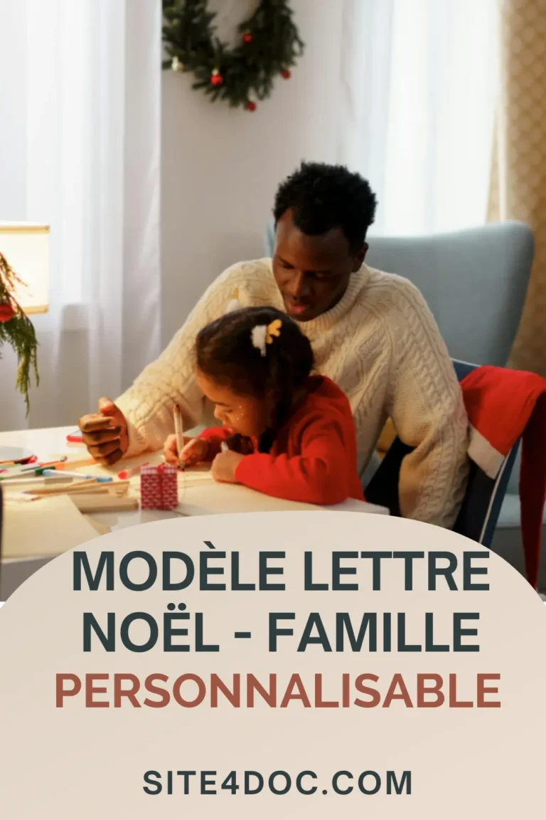 Modèle de lettre Noël pour famille.