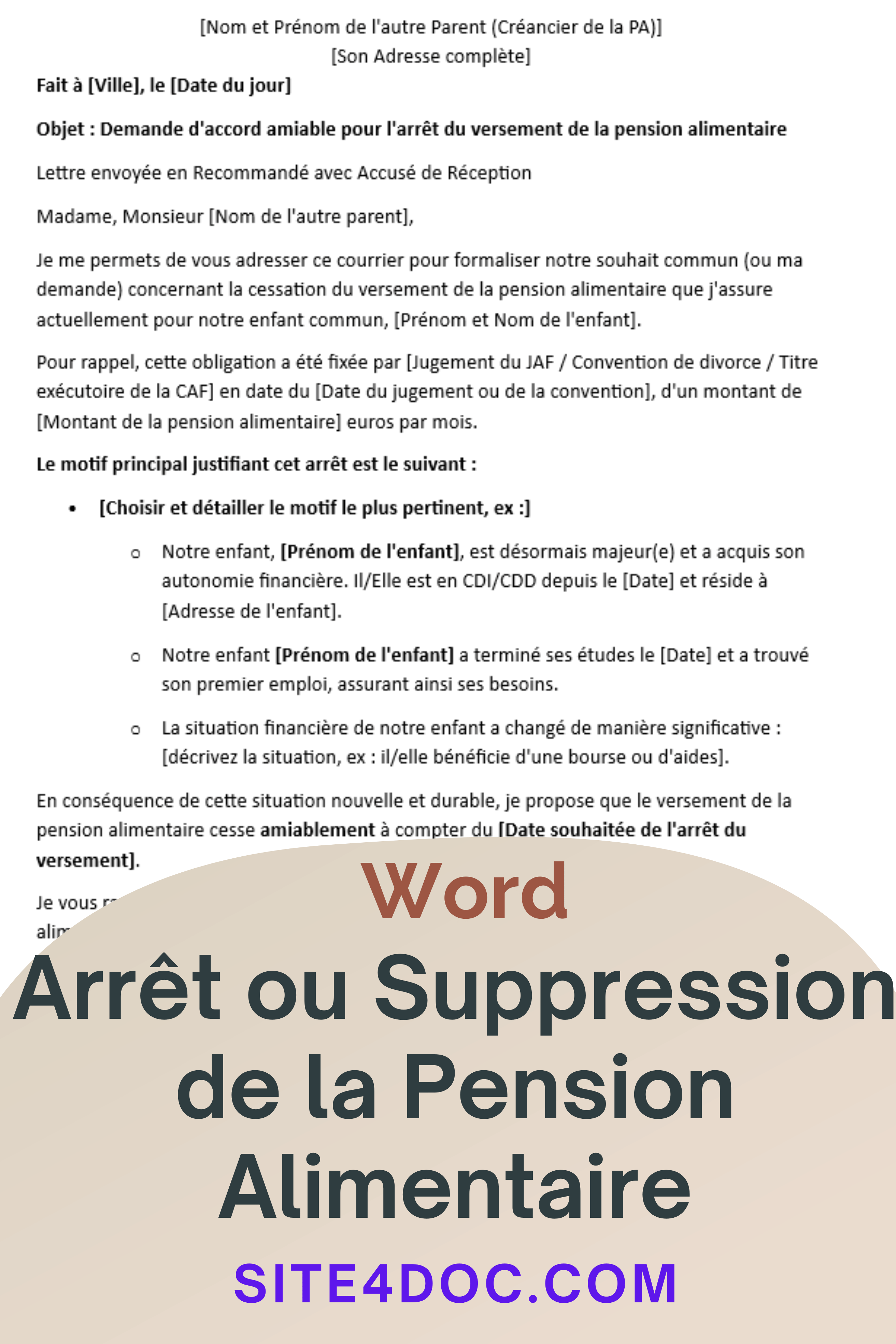 Personne rédigeant un modèle de lettre pour arrêter une pension alimentaire sur ordinateur, illustrant la simplicité d’utiliser un modèle Word.