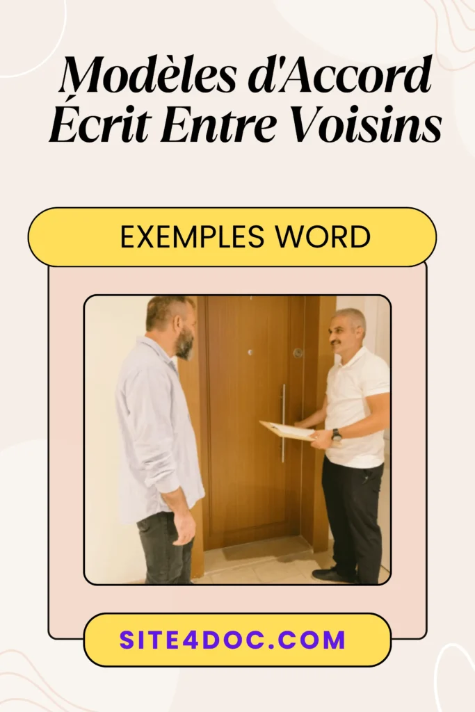 Deux voisins souriants se serrent la main devant une clôture neuve avec des documents signés