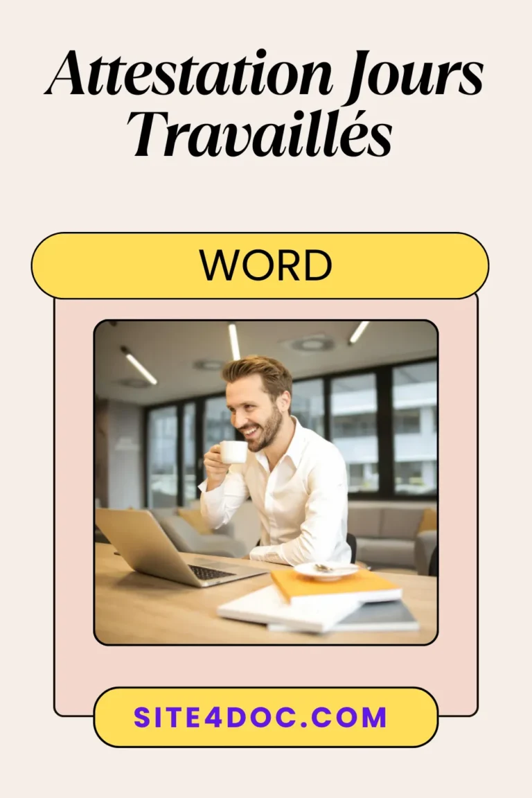 Attestation Jours Travaillés : Modèle Gratuit d'Attestation Employeur - Modèle Word 2 Modèle gratuit attestation jours travaillés employeur Word à télécharger