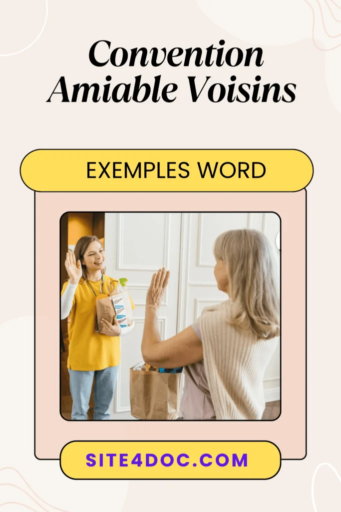 Illustration d'une maison avec tour d'échelle reliant deux propriétés voisines, symbolisant un accord amiable pour travaux temporaires.