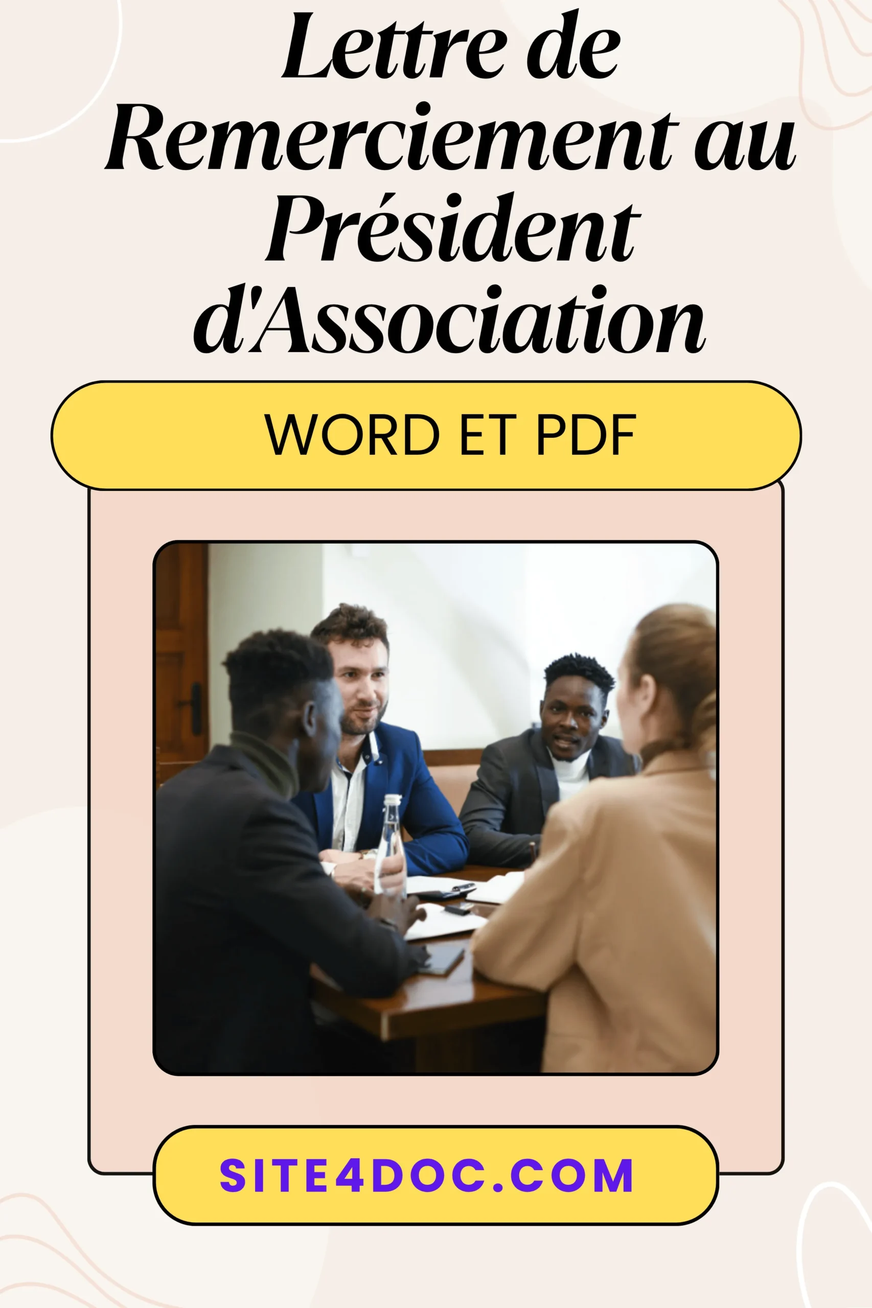 Illustration d'une lettre de remerciement élégante avec enveloppe et sceau associatif, symbolisant gratitude et transition de mandat.