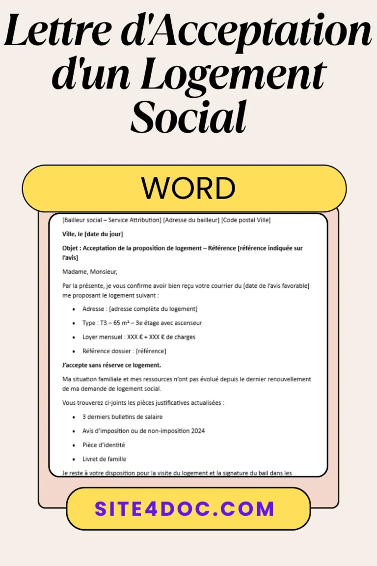 modèle lettre acceptation logement social gratuit word