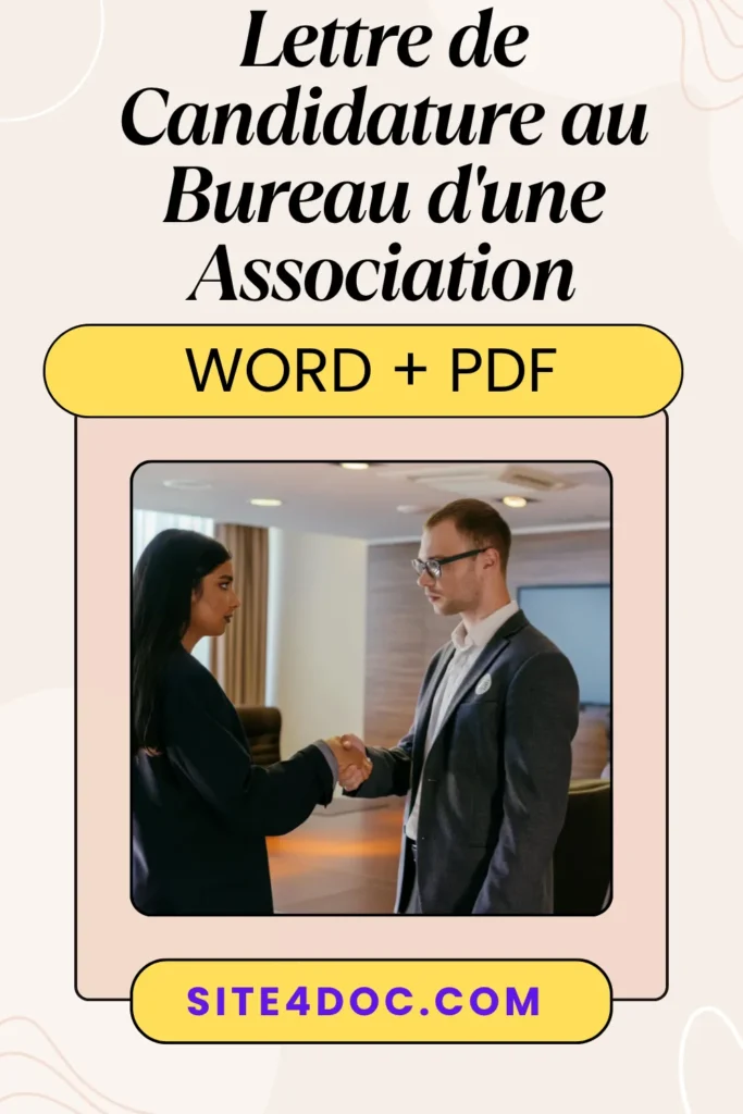 Modèle de lettre de candidature au bureau d’une association ouvert sur ordinateur avec stylo et carnet