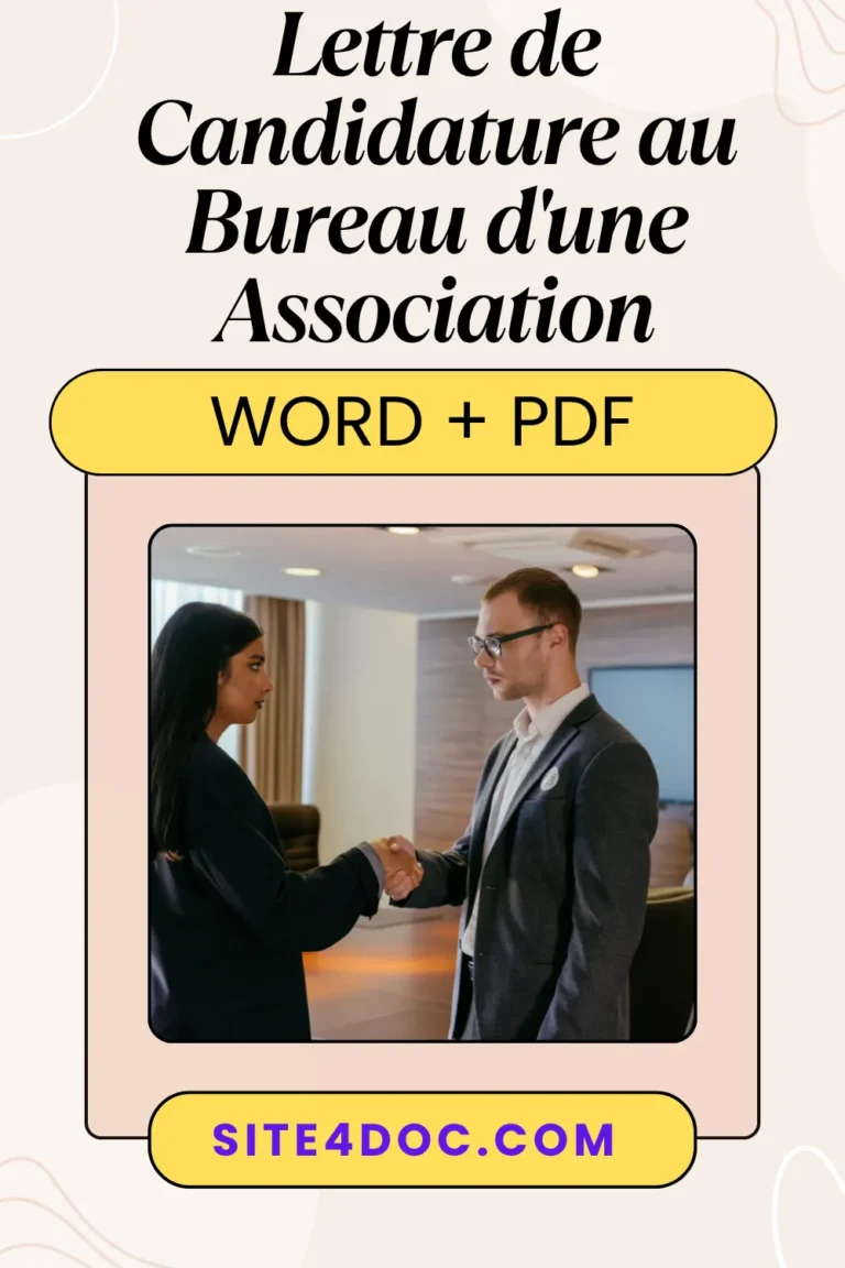 Modèle de Lettre de Candidature au Bureau d'une Association ( Word + PDF Gratuit) 10 Modèle de lettre de candidature au bureau d’une association ouvert sur ordinateur avec stylo et carnet