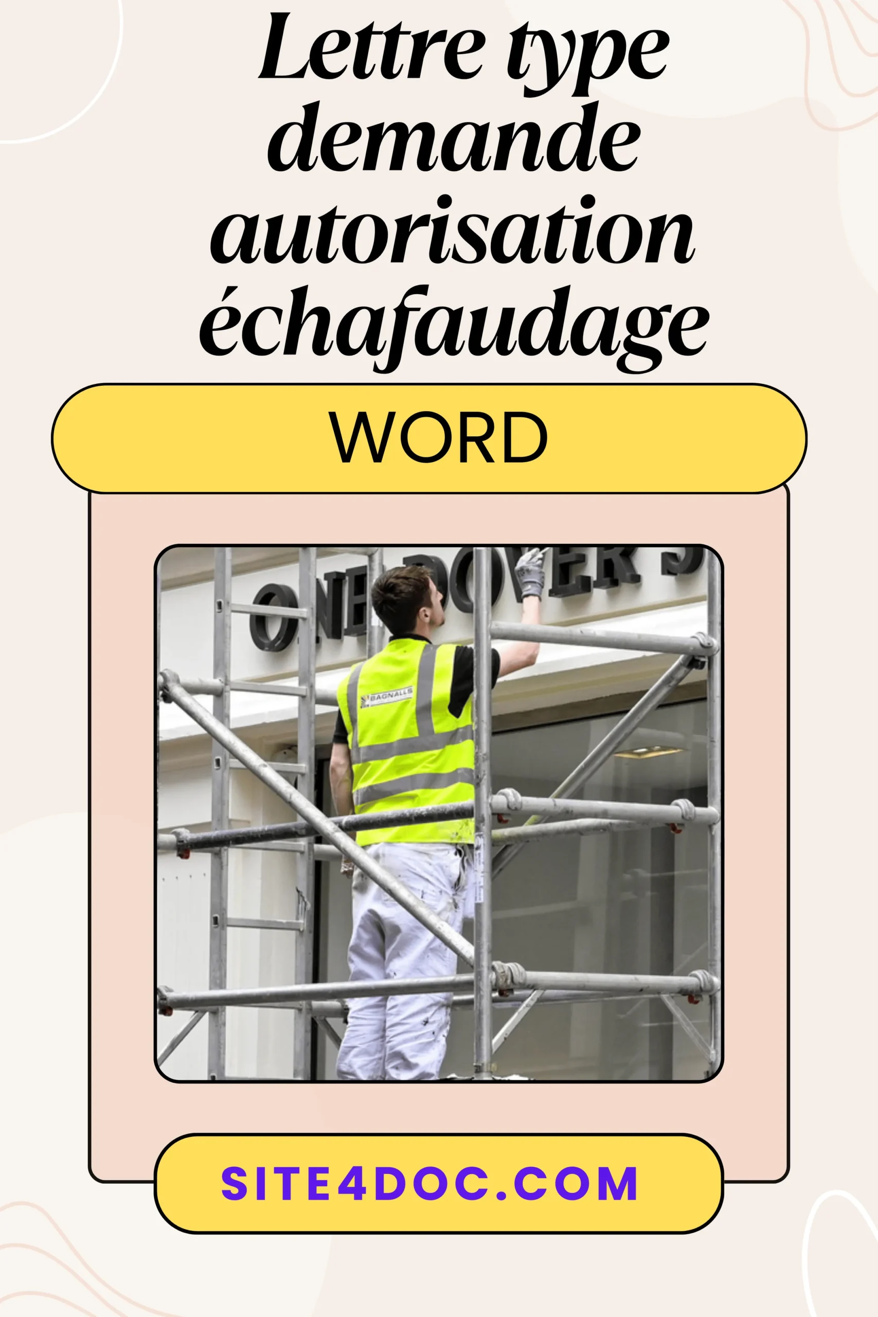 Modèle gratuit lettre type demande autorisation échafaudage voie publique Word