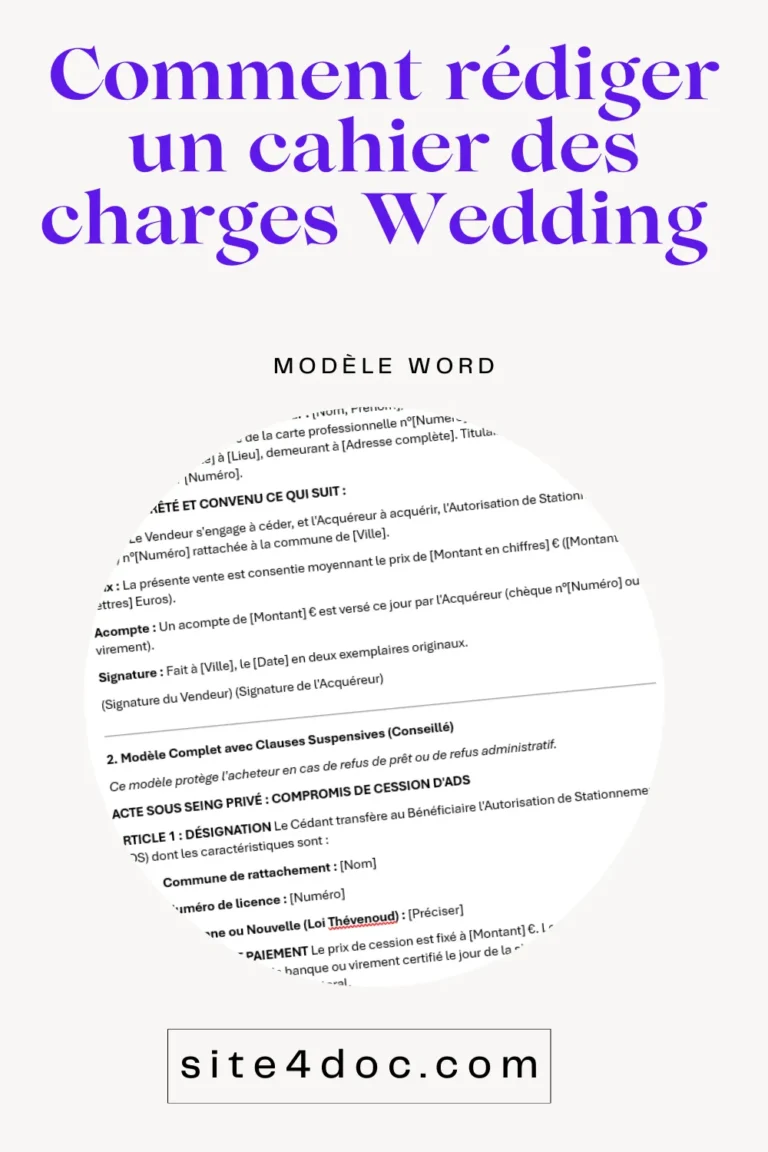 Checklist pour rédiger un cahier des charges Wedding Planner efficace - Exemple gratuit