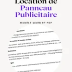 Modèle de contrat de location de panneau publicitaire en format PDF et Word.