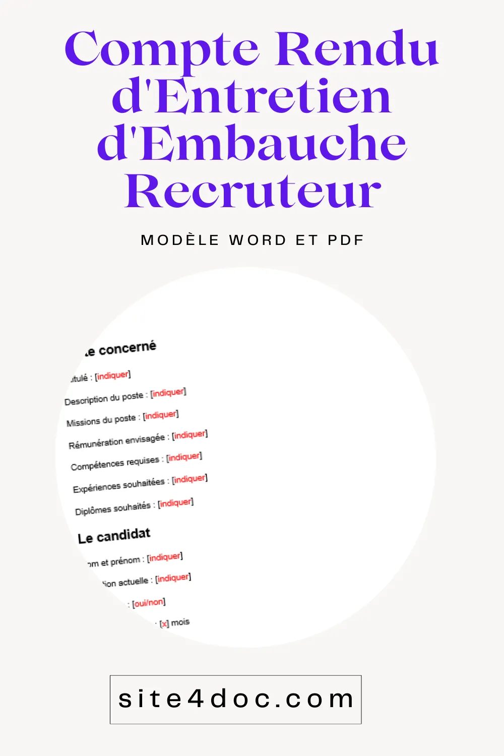 Modèle grille évaluation entretien embauche recruteur.