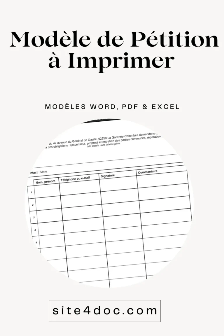 Modèle de pétition à imprimer gratuit en Word et PDF pour causes collectives.