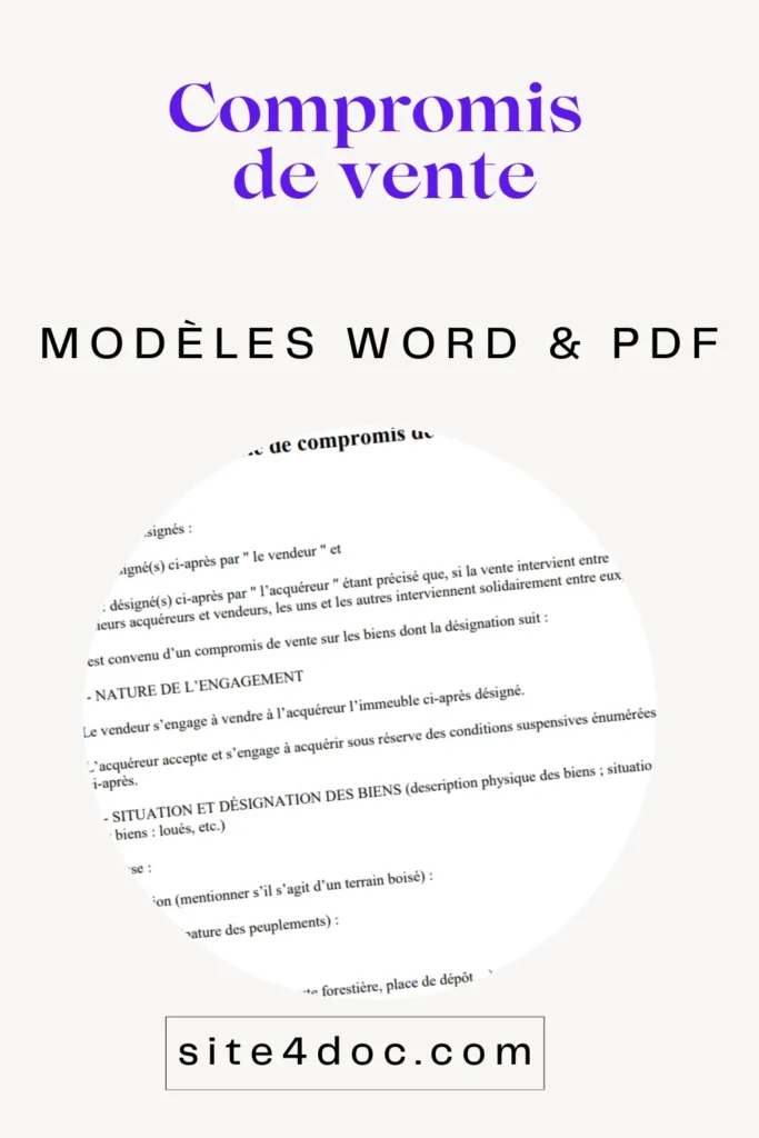 modèle de compromis de vente entre particuliers gratuit Téléchargez gratuitement notre compromis de vente : modèle Word gratuit et PDF. Clauses essentielles et conseils d'experts inclus.