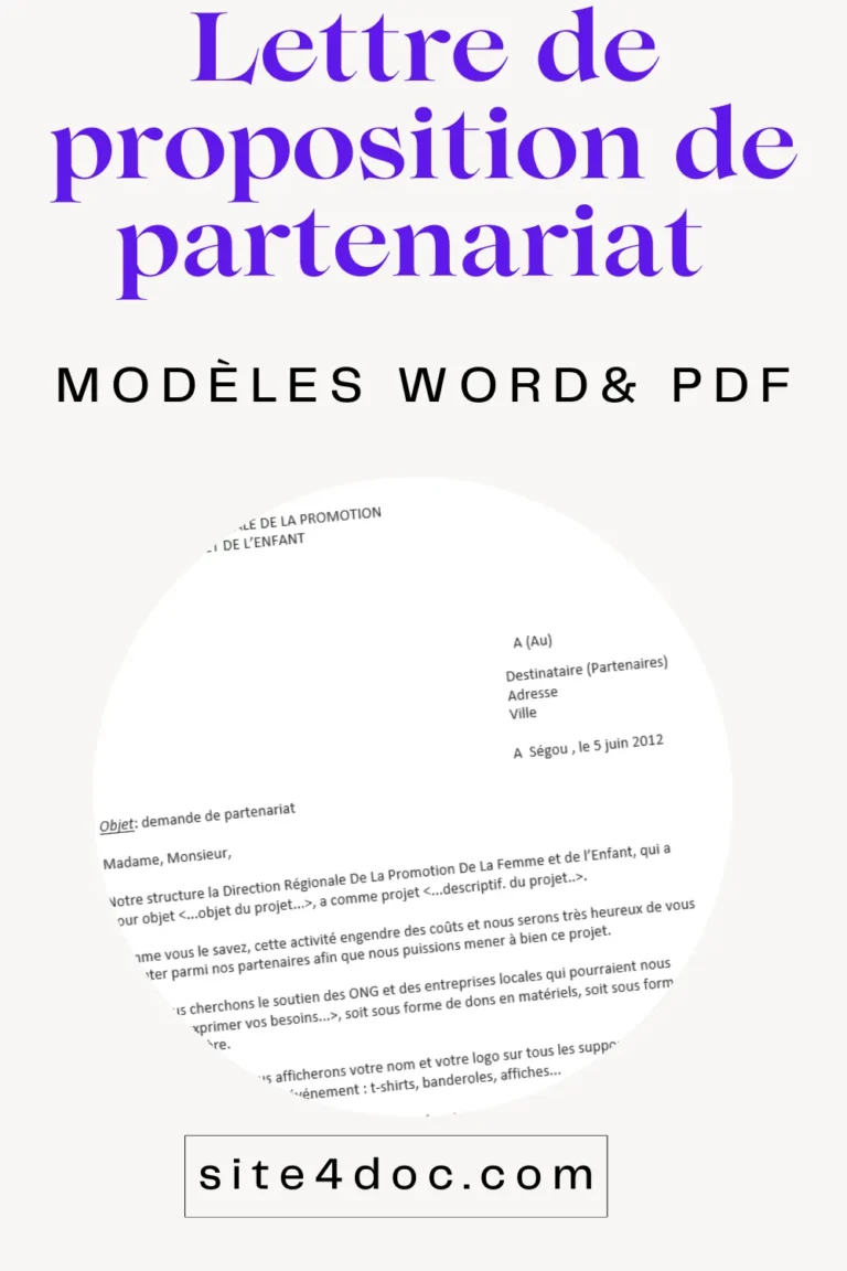 Lettre de proposition de partenariat avec modèles et exemples pour collaborations professionnelles.