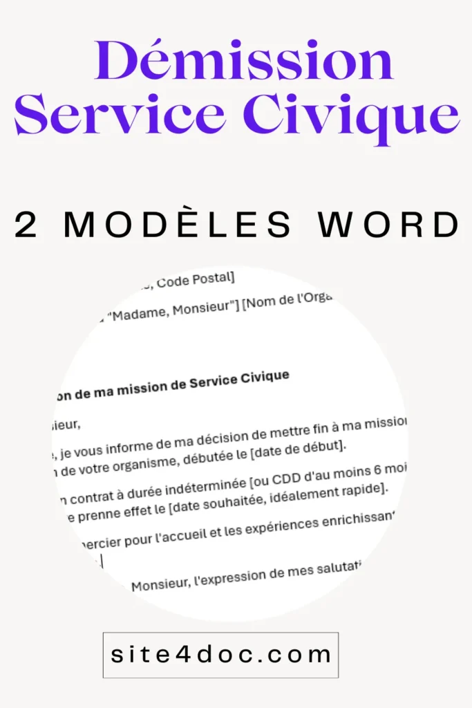 Modèle Lettre de Démission Service Civique Exemples Gratuits Word