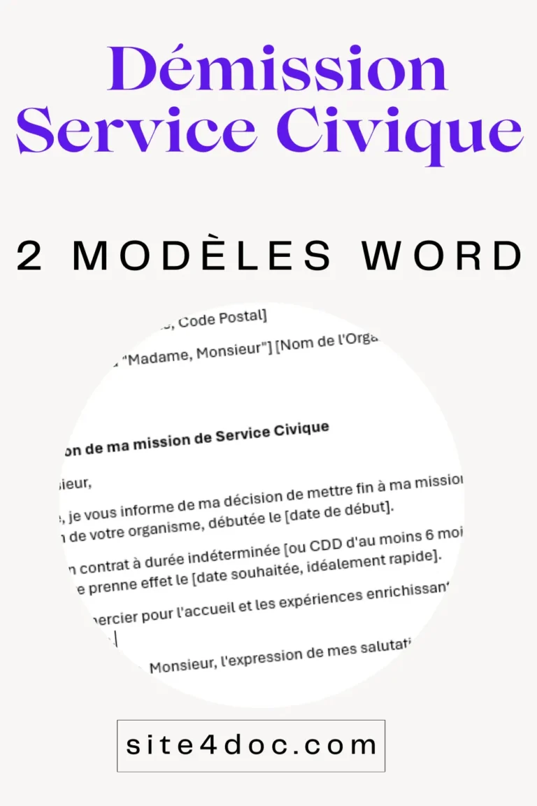 Modèle Lettre de Démission Service Civique Exemples Gratuits Word
