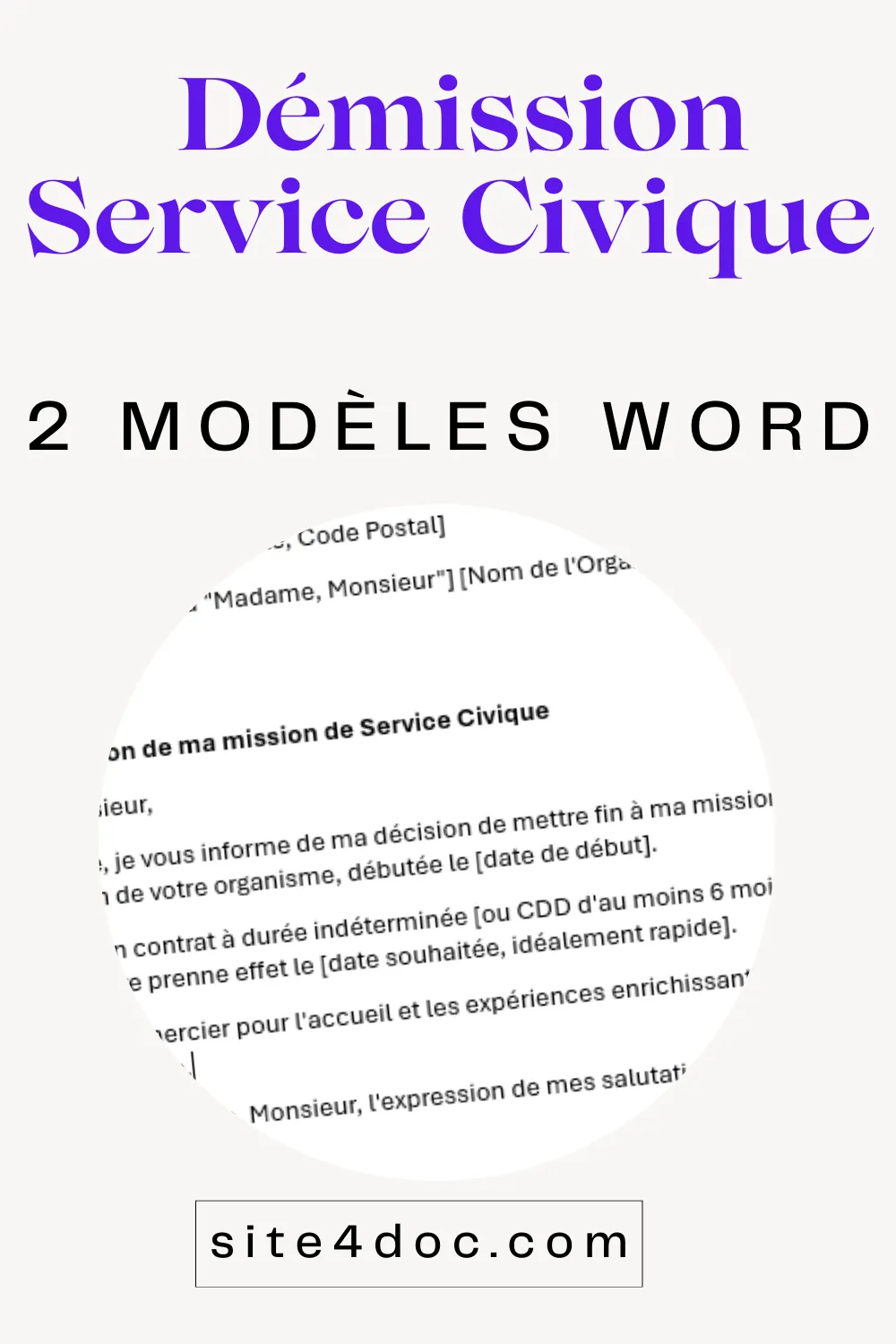 Modèle Lettre de Démission Service Civique Exemples Gratuits Word