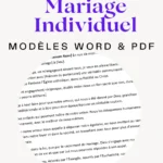 Exemple lettre d'intention mariage individuel modèle
