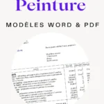 Exemple de modèle de devis peinture professionnel rempli avec détail des travaux, prix unitaires et total TTC