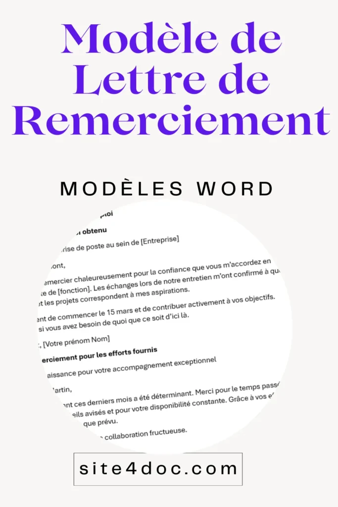 Modèle de lettre de remerciement professionnelle prêt à l’emploi Modèle de lettre de remerciement professionnelle prêt à l’emploi