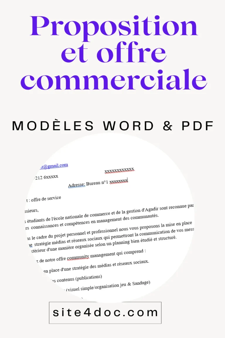 Modèle de proposition commerciale illustrant une offre professionnelle.