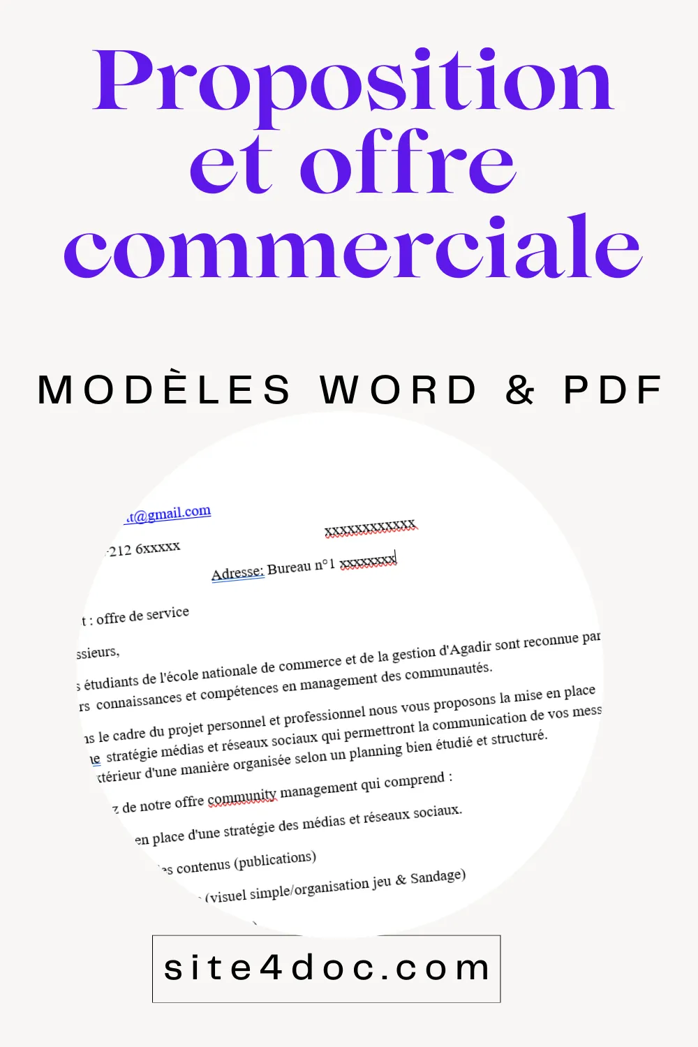 Modèle de proposition commerciale illustrant une offre professionnelle.