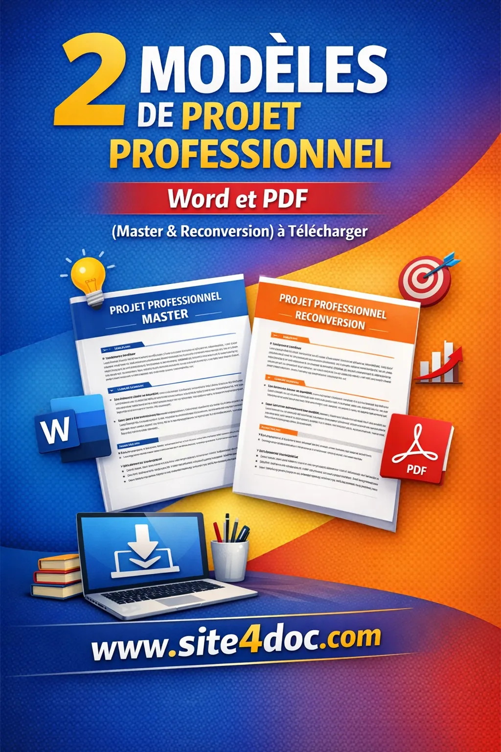 Modèles de projet professionnel prêts à télécharger en Word et PDF pour master et reconversion professionnelle.