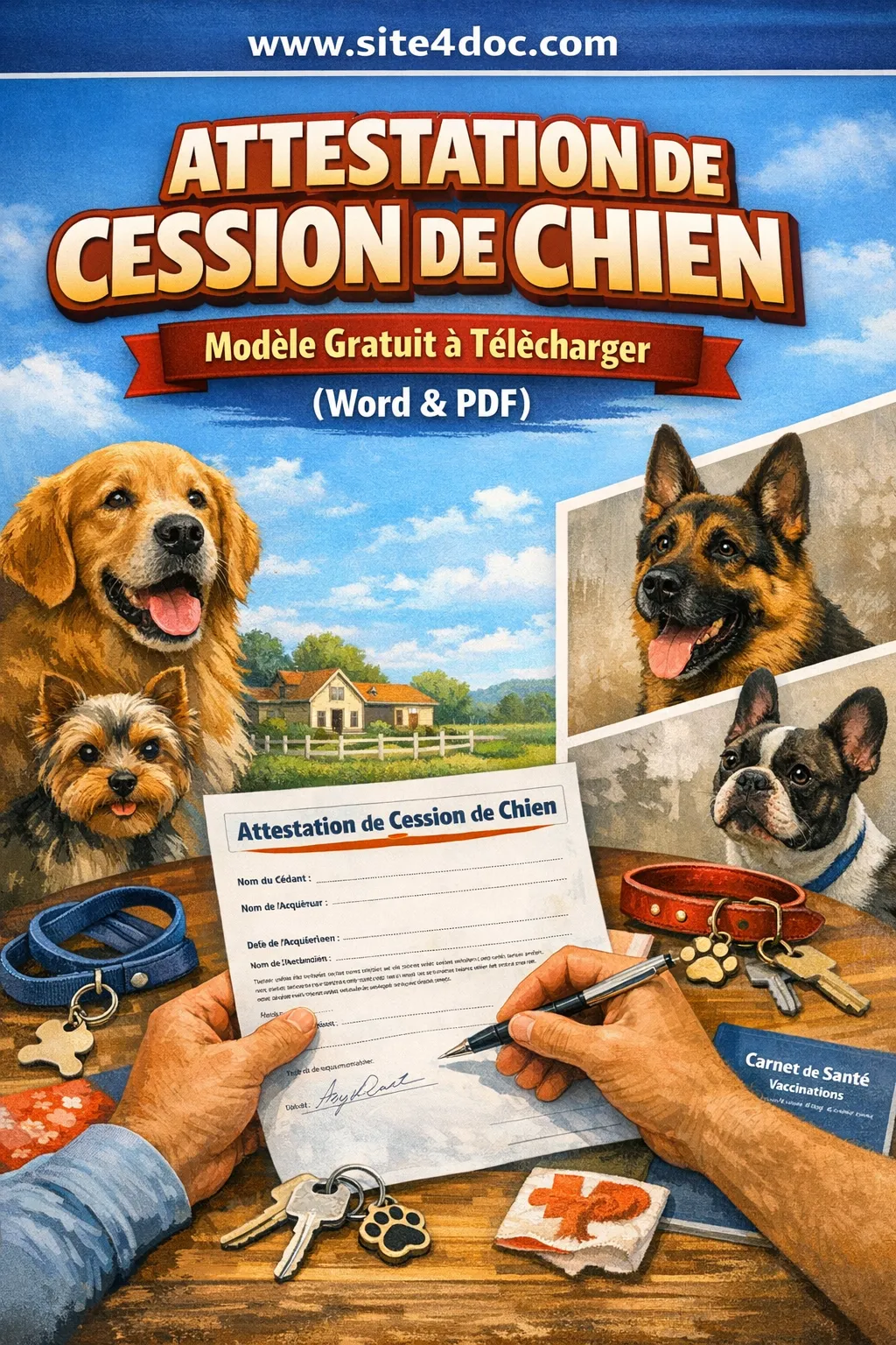 Modèle gratuit d’attestation de cession de chien à télécharger en Word et PDF
